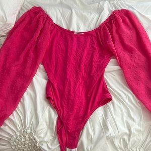 Pink Puffy-Sleeve Bodysuit